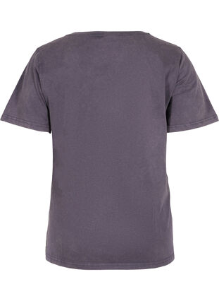 Lyhythihainen puuvillainen t-paita painatuksella, Dark Grey Wash, Packshot image number 1