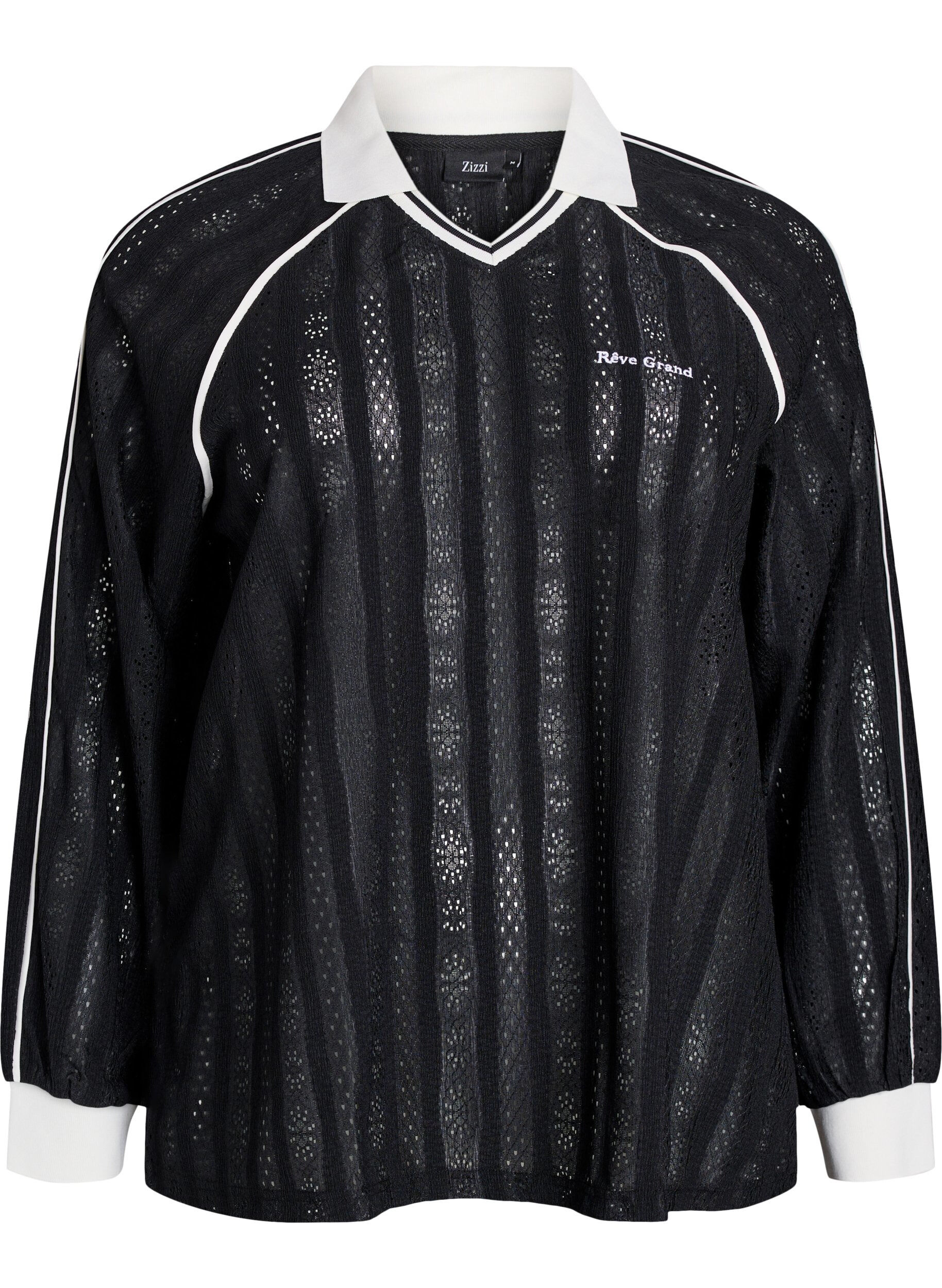 Ribattu jersey-paita kontrastiyksityiskohdilla