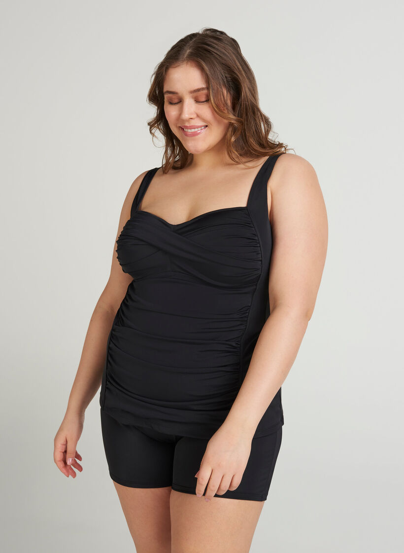 Laskostettu tankini, Musta, Model image number 1
