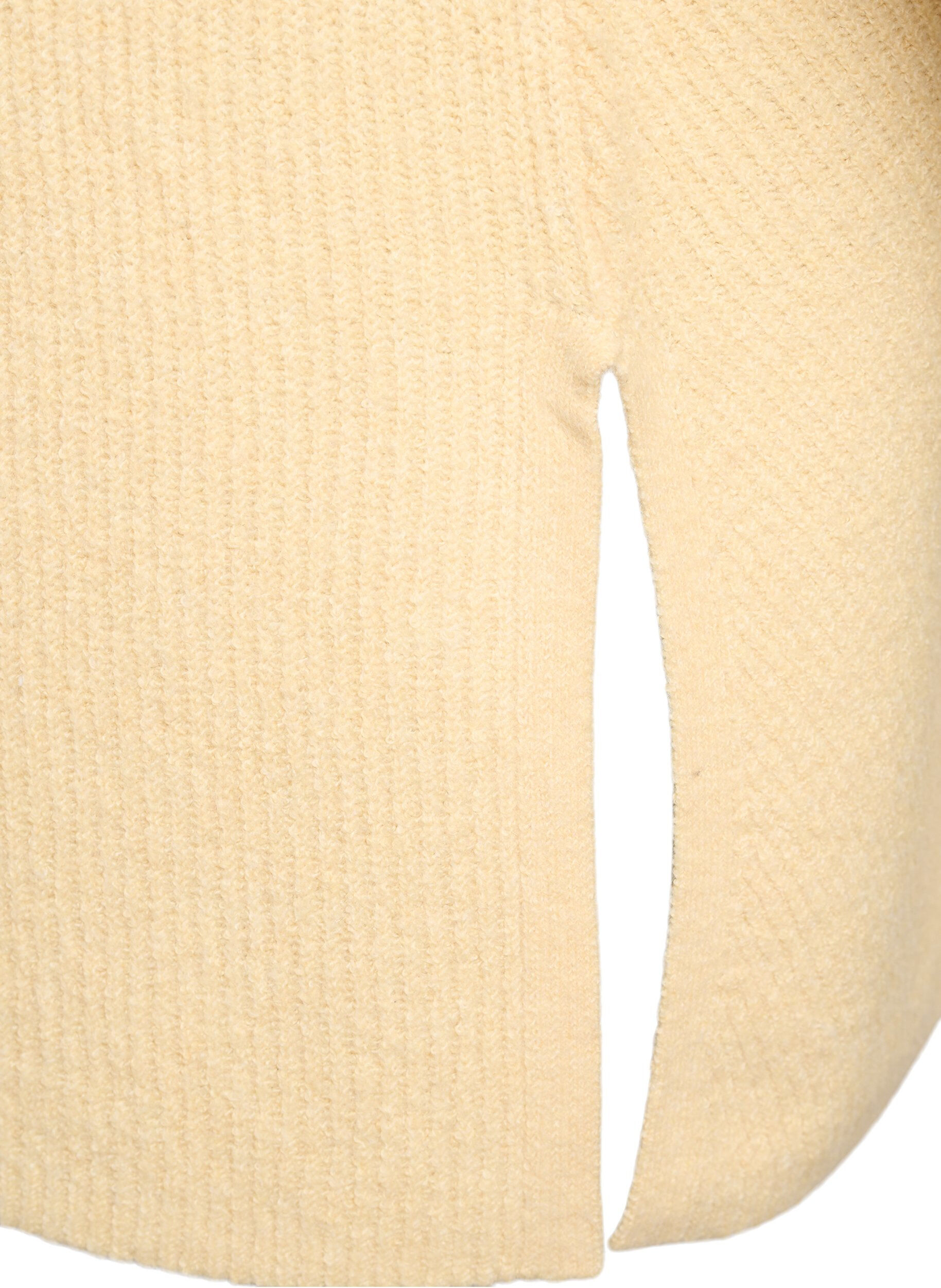 Zizzi Neulepusero, jossa on vinoraitakuvio ja raglanhihat, Keltainen, Packshot image number 3