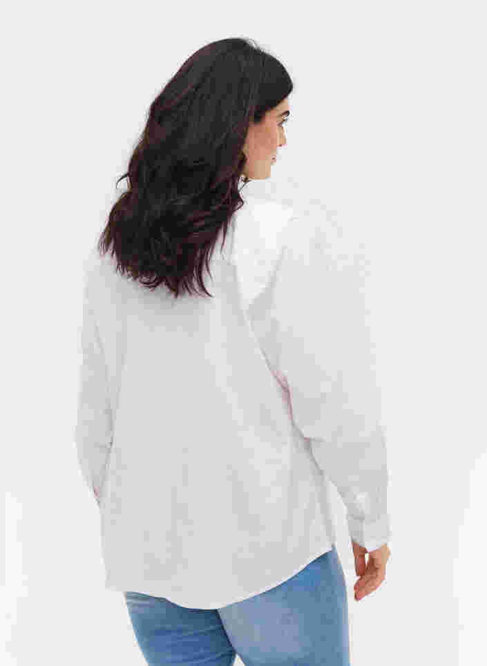 Pitkähihainen paita puuvillasta , Bright White, Model image number 1