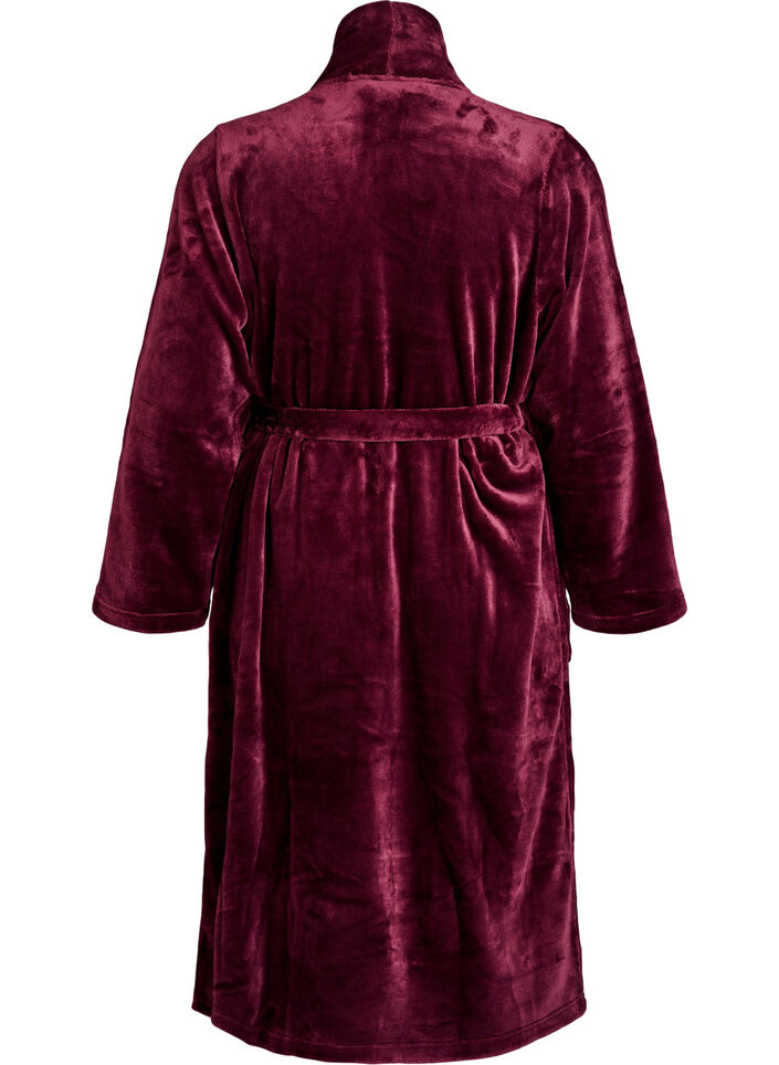 Aamutakki pehme&auml;&auml; velouria taskuilla, Tumma Bordeaux, Packshot image number 1