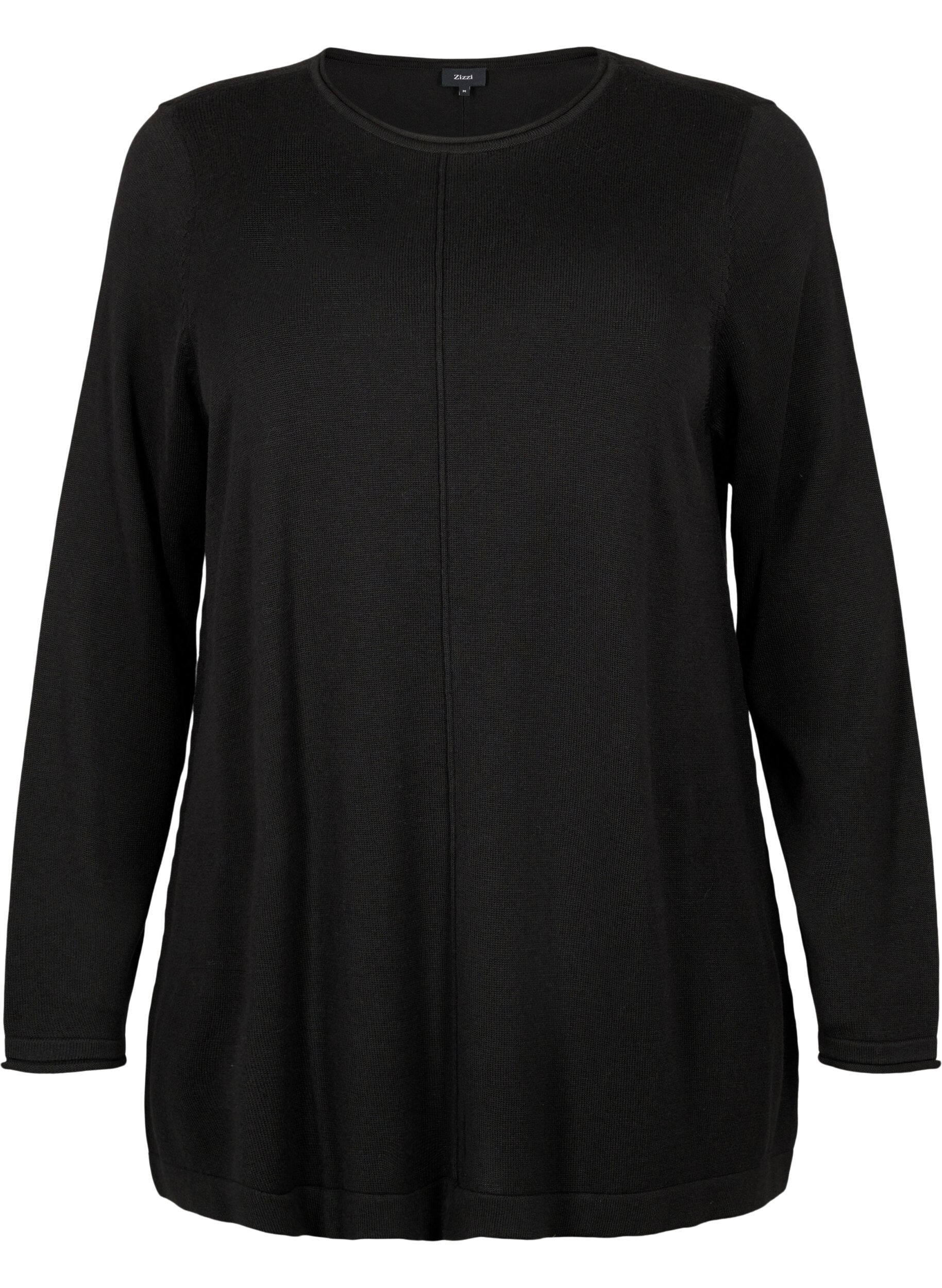 Zizzi Neule puuvillaviskoosisekoitteesta, Musta, Packshot image number 0