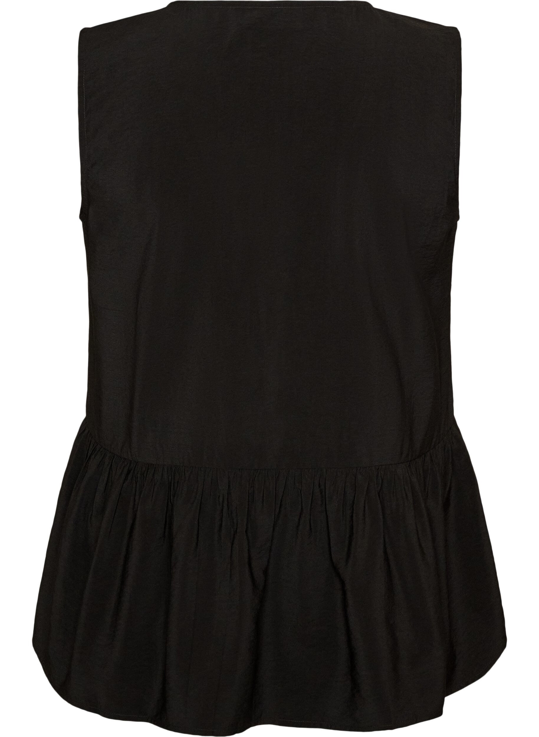 ZizziHihaton peplum-pusero koristenapeilla, Musta, Packshot image number 1