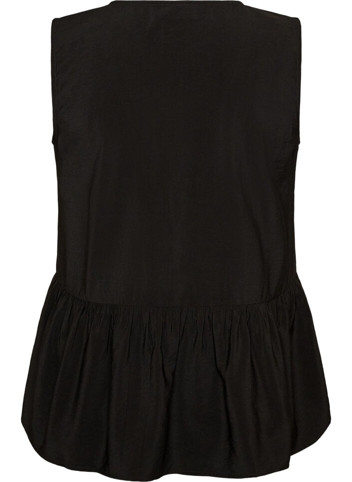 Hihaton peplum-pusero koristenapeilla, Musta, Packshot image number 1