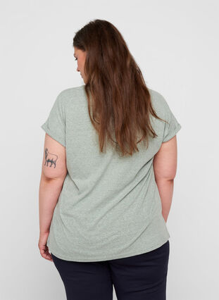 Meleerattu puuvillainen t-paita, Chinois Green Mel., Model image number 1