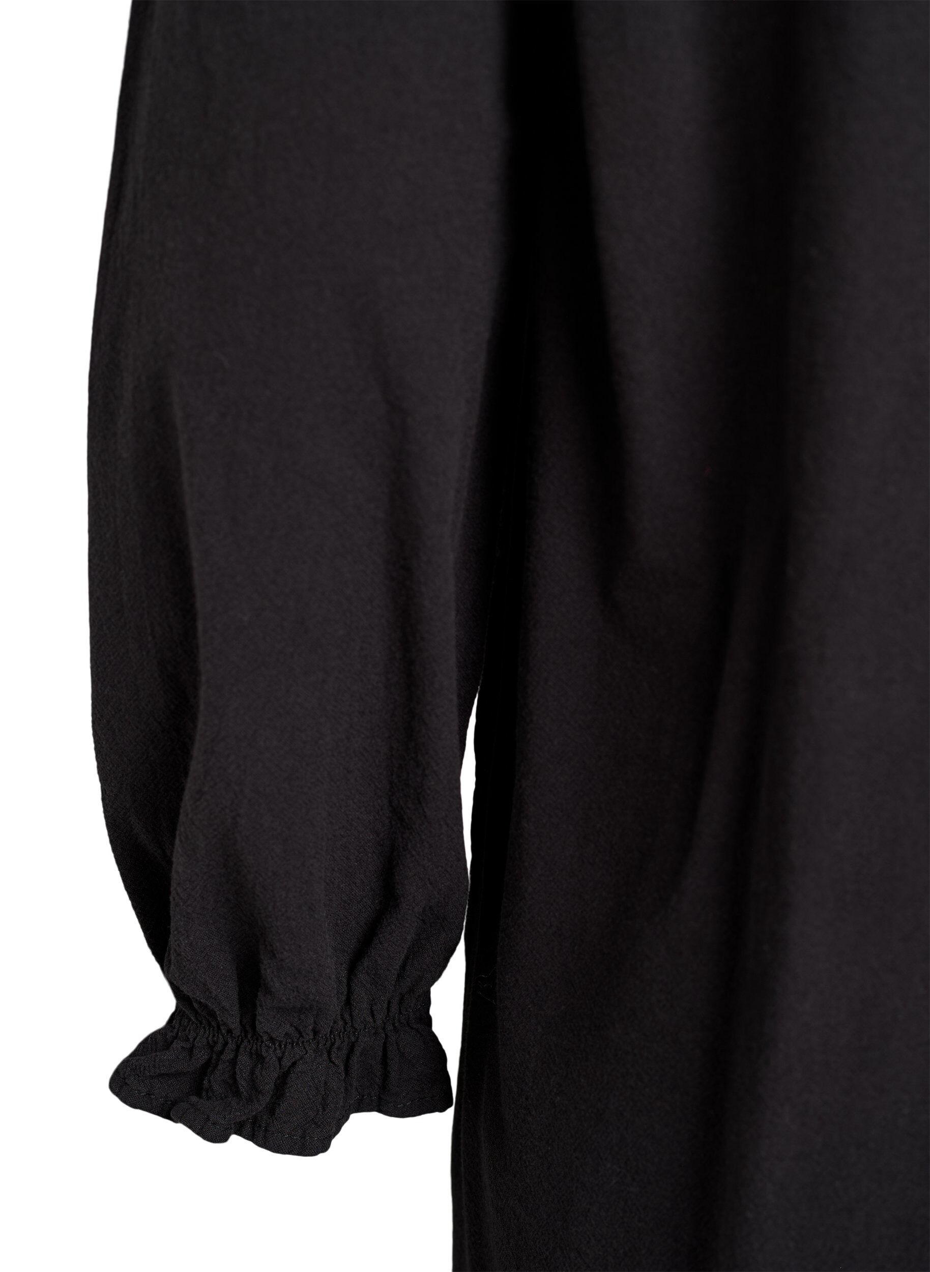 Zizzi Lyhyt puuvillamekko V-p&auml;&auml;ntiell&auml;, Musta, Packshot image number 3