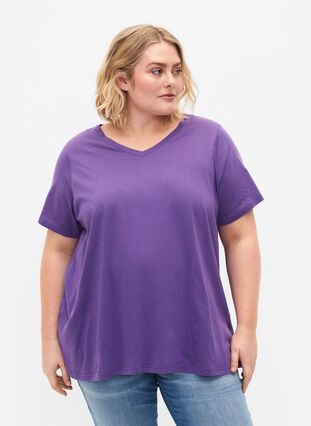 Lyhythihainen t-paita A-mallissa, Deep Lavender, Model image number 0