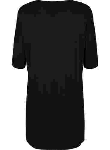Jersey-mekko viskoosista 3/4-hihoilla, Black, Packshot image number 1
