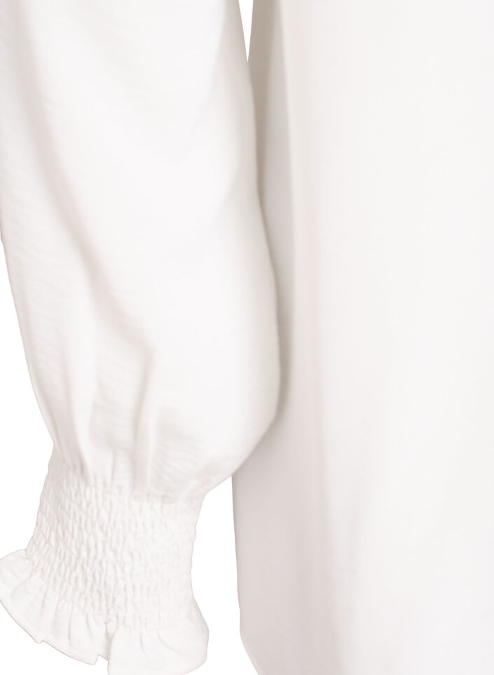 Pusero smock-kalvosimilla ja v-p&auml;&auml;ntiell&auml;, Vanilja, Packshot image number 3