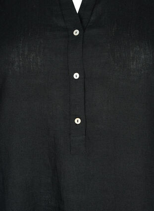 Lyhythihainen mekko 100% pellavasta, Black, Packshot image number 2