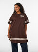 Short t-shirt dress with sporty details, Brown, Model image number 0