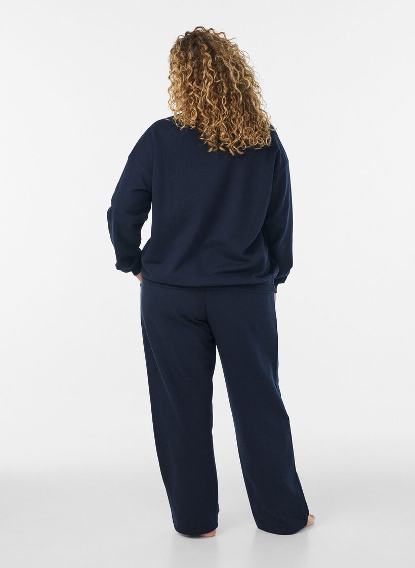 Collegepaita tekstiprintill&auml;, Sininen, Model image number 2