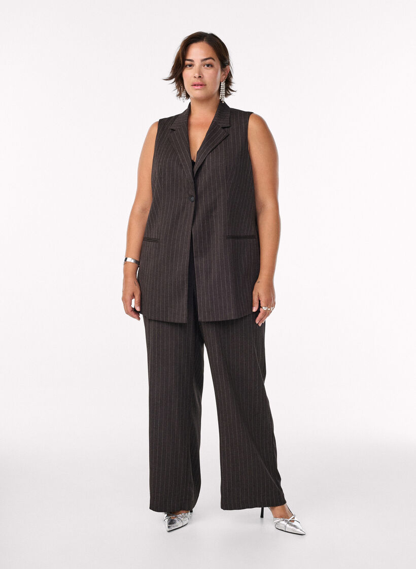 Liituraitaliivi kauluksilla, Ruskea, Model image number 1