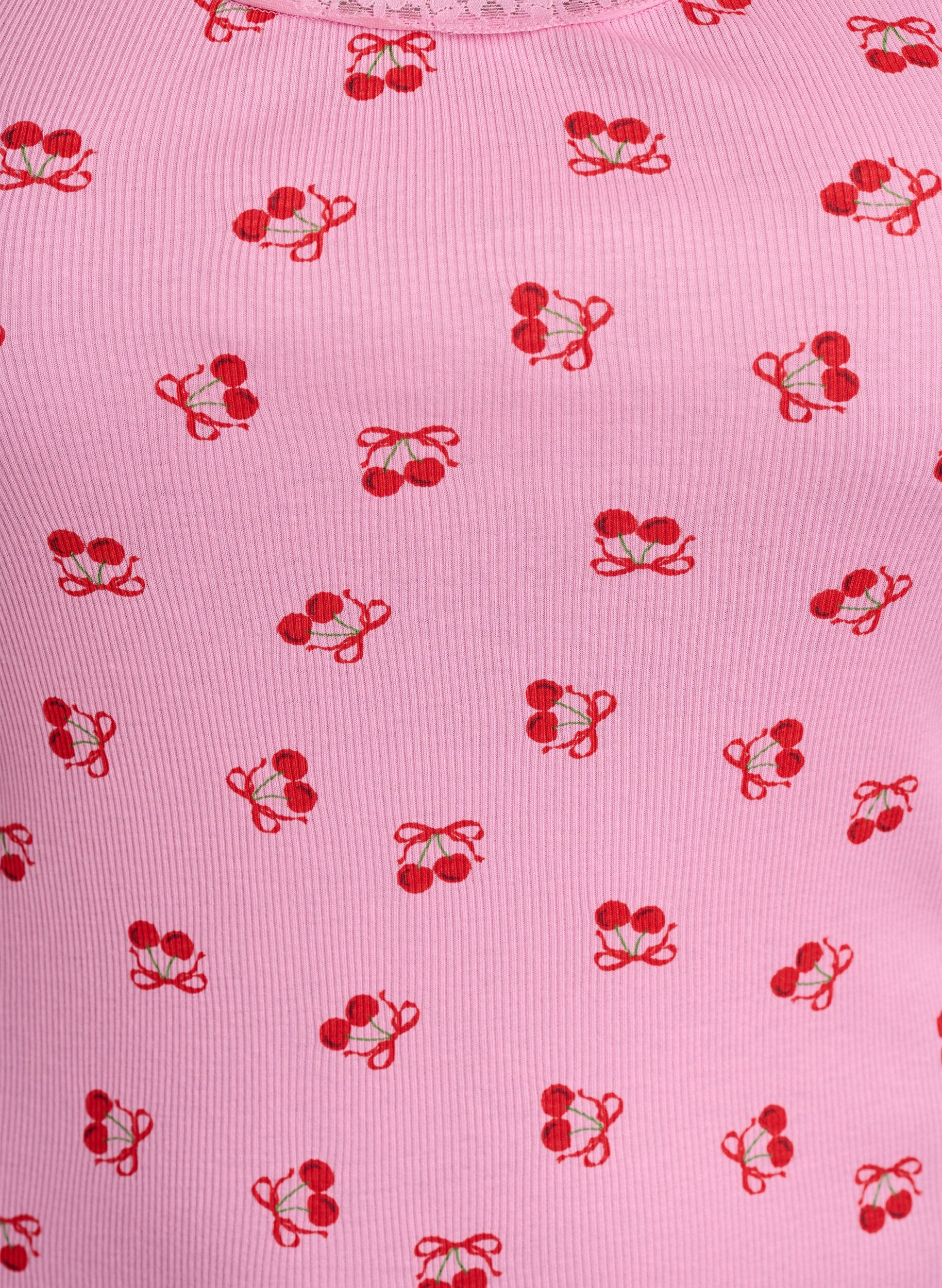 Zizzi Toppi, jossa on painatus ja pitsireunus, Vaaleanpunainen, Packshot image number 2