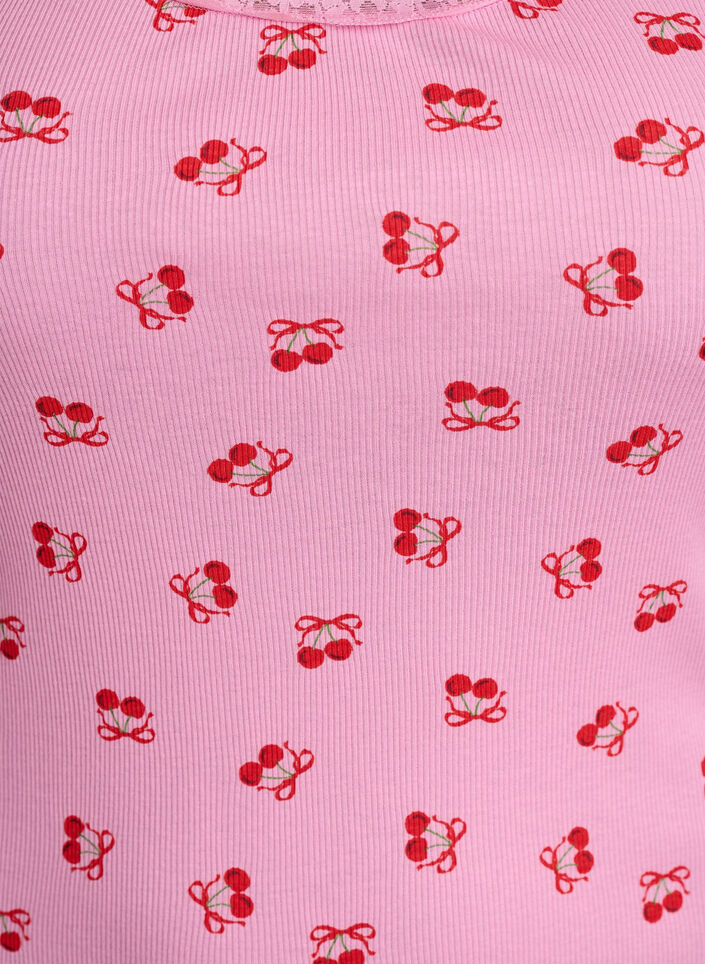 Toppi, jossa on painatus ja pitsireunus, Vaaleanpunainen, Packshot image number 2