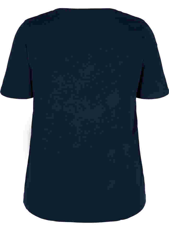 T-paita ekologisesta puuvillasta v-aukolla, Navy Blazer, Packshot image number 1