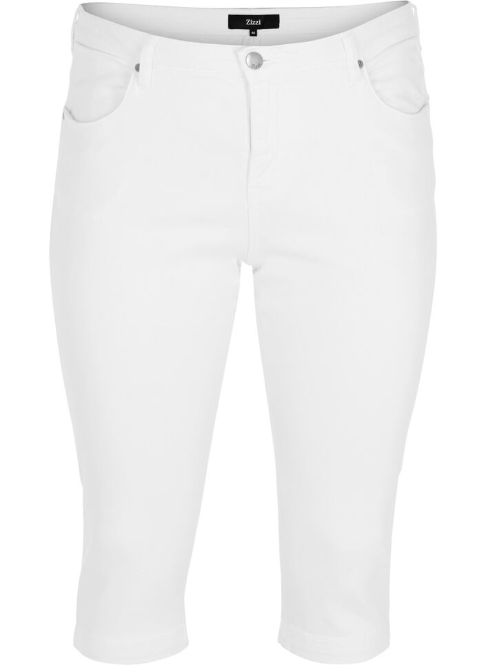 Korkeavy&ouml;t&auml;r&ouml;iset Amy-farkkucaprit super slim fit, Valkoinen, Packshot image number 0