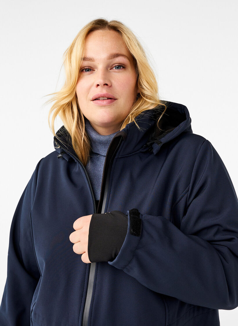 Softshell-takki irrotettavalla hupulla, Sininen, Model image number 3