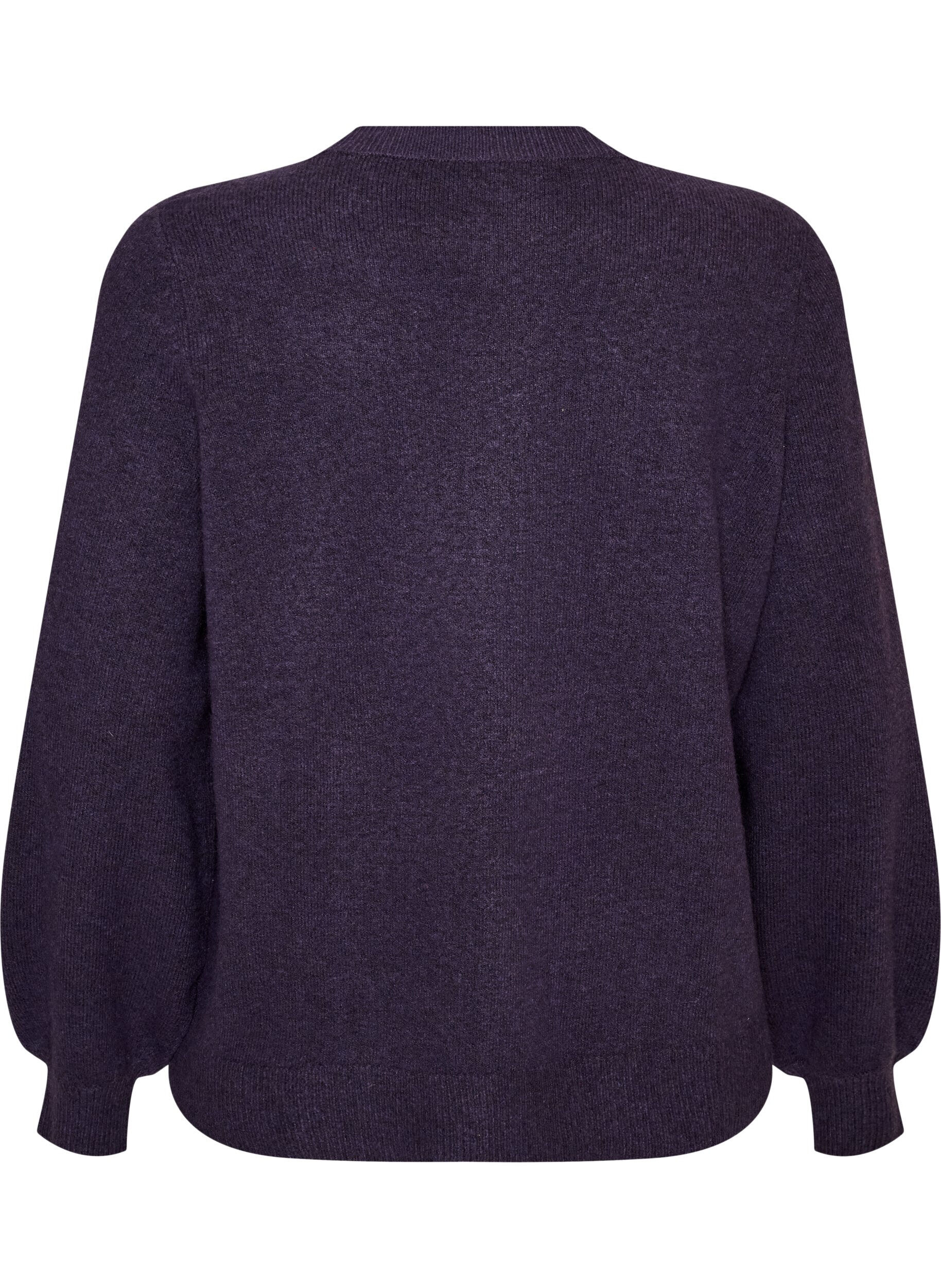 ZizziNeuletakki pehme&auml;st&auml; neuleesta kullanv&auml;risill&auml; napeilla, Violetti, Packshot image number 1