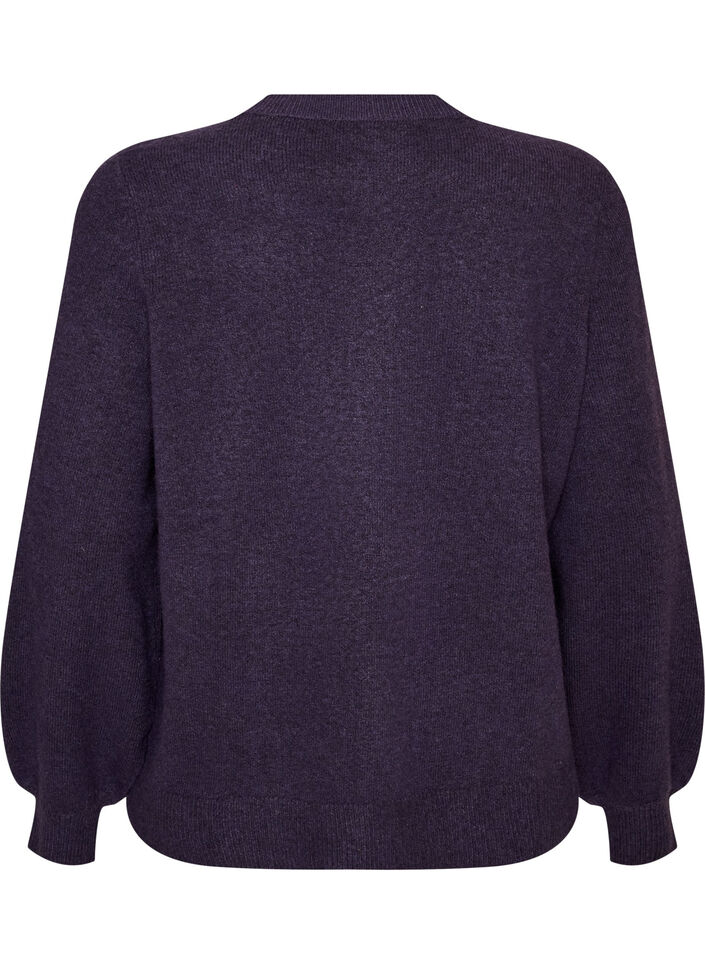 Neuletakki pehme&auml;st&auml; neuleesta kullanv&auml;risill&auml; napeilla, Violetti, Packshot image number 1