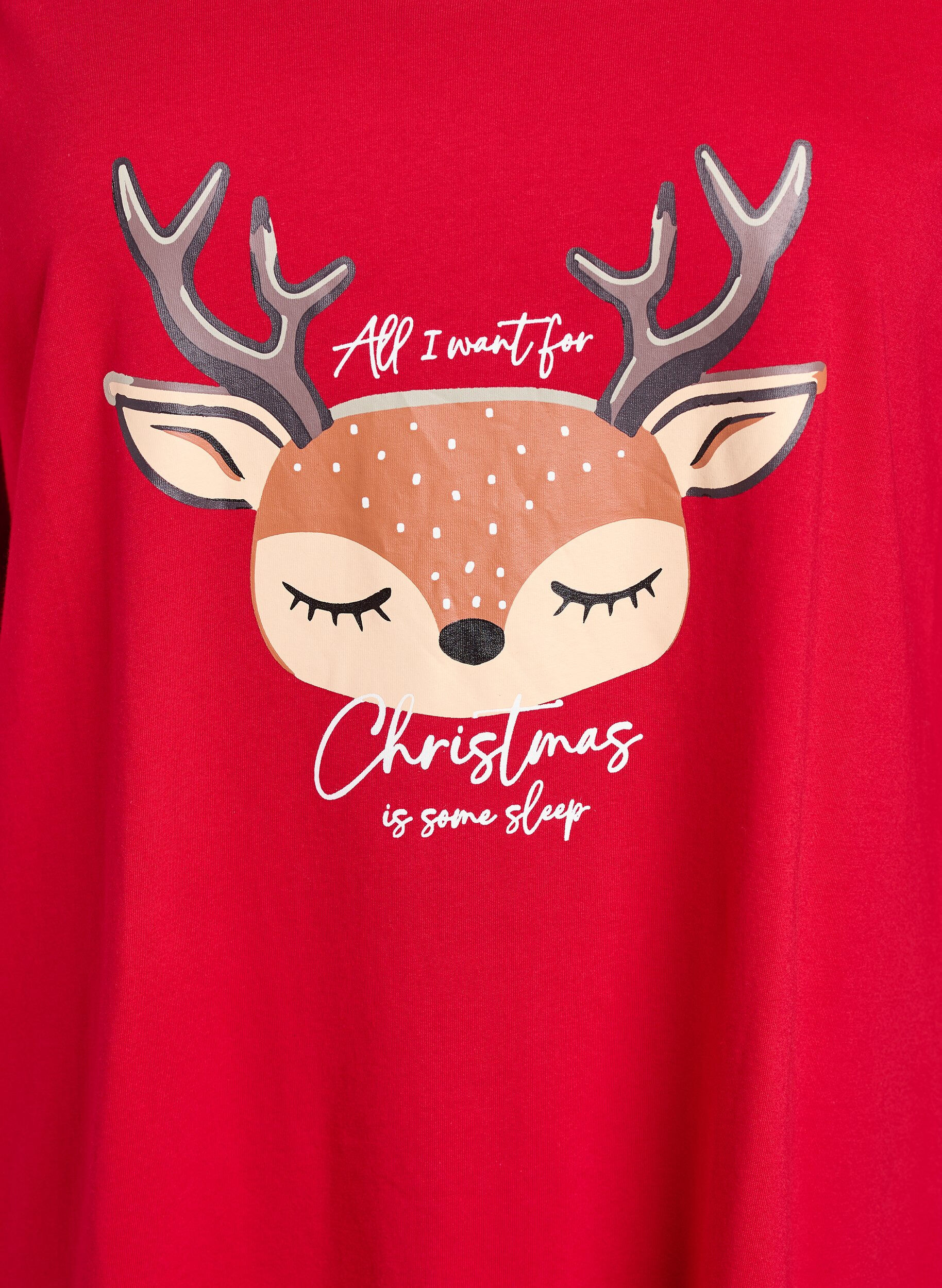 Zizzi Y&ouml;paita luomupuuvillasta jouluteemalla, Punainen, Packshot image number 2