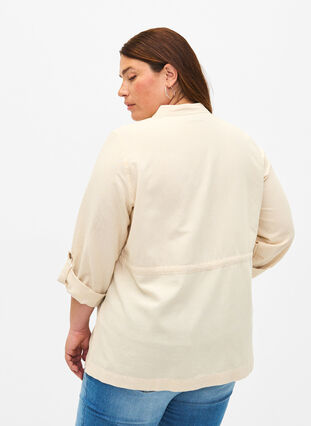 taskullinen paita pellavasekoitetta, Sandshell, Model image number 1