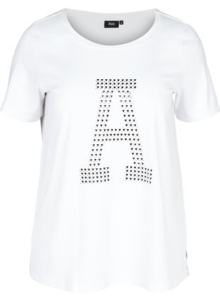 Puuvillainen t-paita niiteillä, Bright White, Packshot image number 0