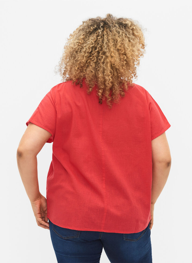 Lyhythihainen pusero puuvillasekoitteesta, jossa pellavaa, Hibiscus, Model image number 1