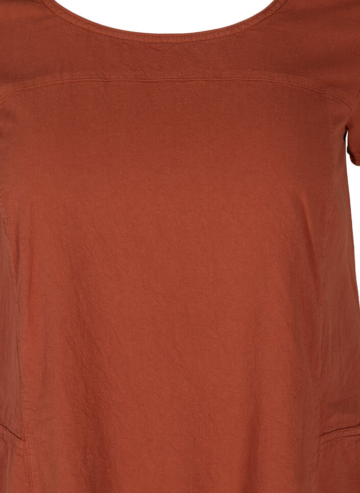 Lyhythihainen puuvillamekko, Oranssi, Packshot image number 2