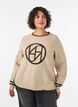 Neulepusero logolla ja kontrastiraidoilla, Beige, Model image number 0
