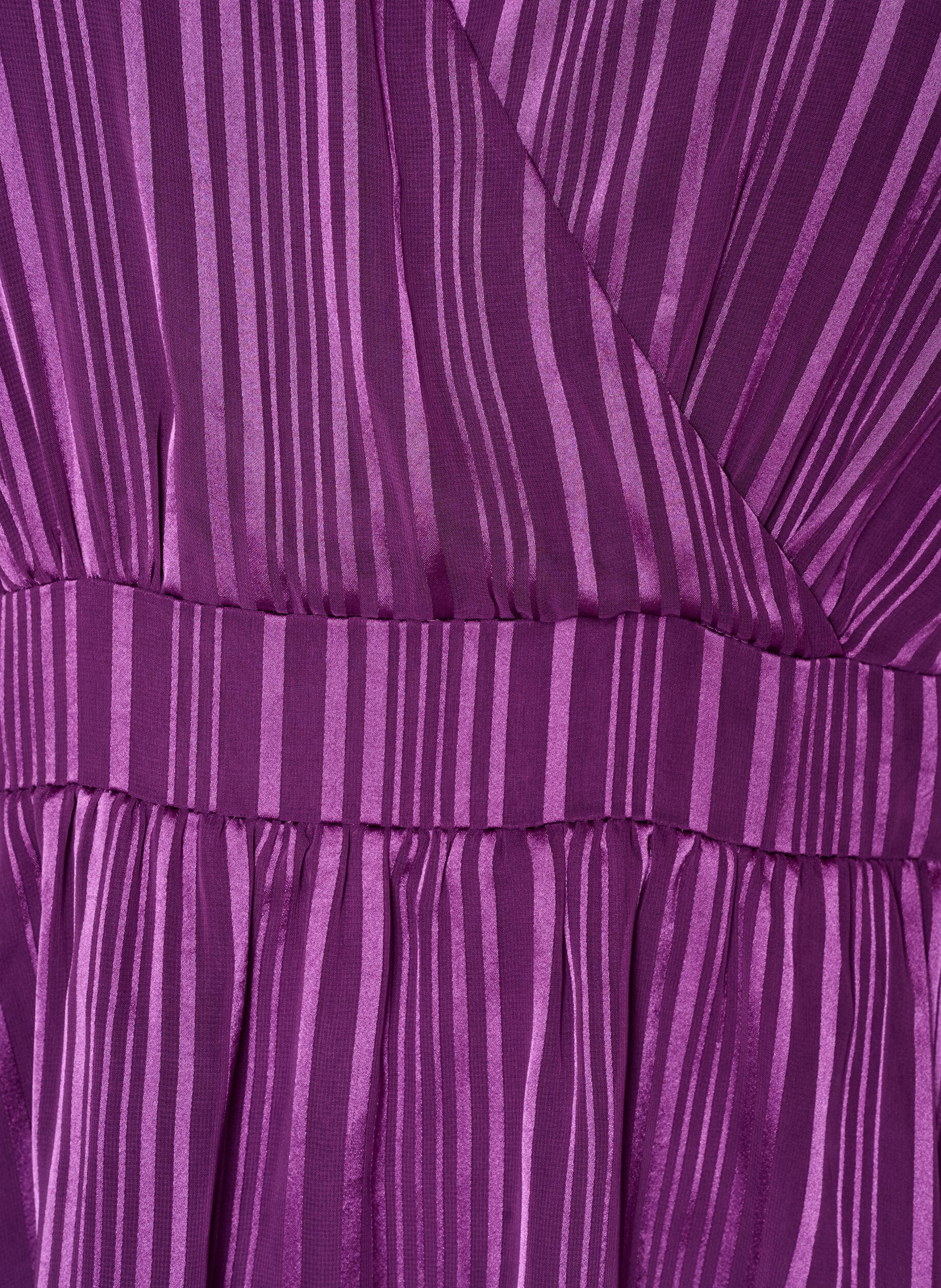 ZizziPolvipituinen mekko l&auml;pikuultavilla raidoilla ja kietaisuefektill&auml;, Violetti, Packshot image number 2