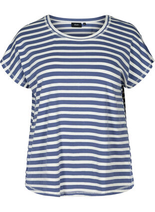 Raidallinen t-paita puuvillasta, Twilight Blue Stripe, Packshot image number 0