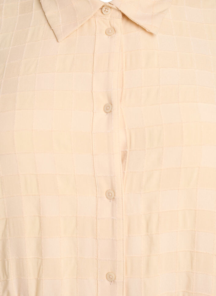 Lyhyt paitamekko ruudullisella tekstuurilla ja 1/2-hihoilla, Keltainen, Packshot image number 2