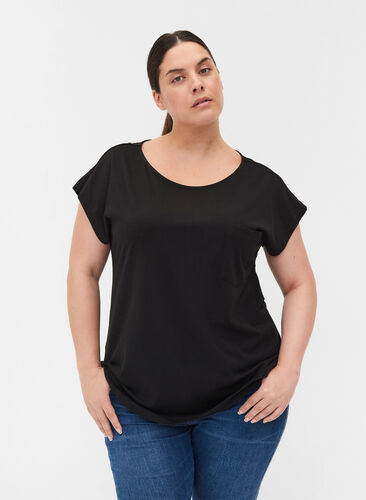 Ekologisesta puuvillasta valmistettu t-paita rintataskulla, Black, Model image number 0