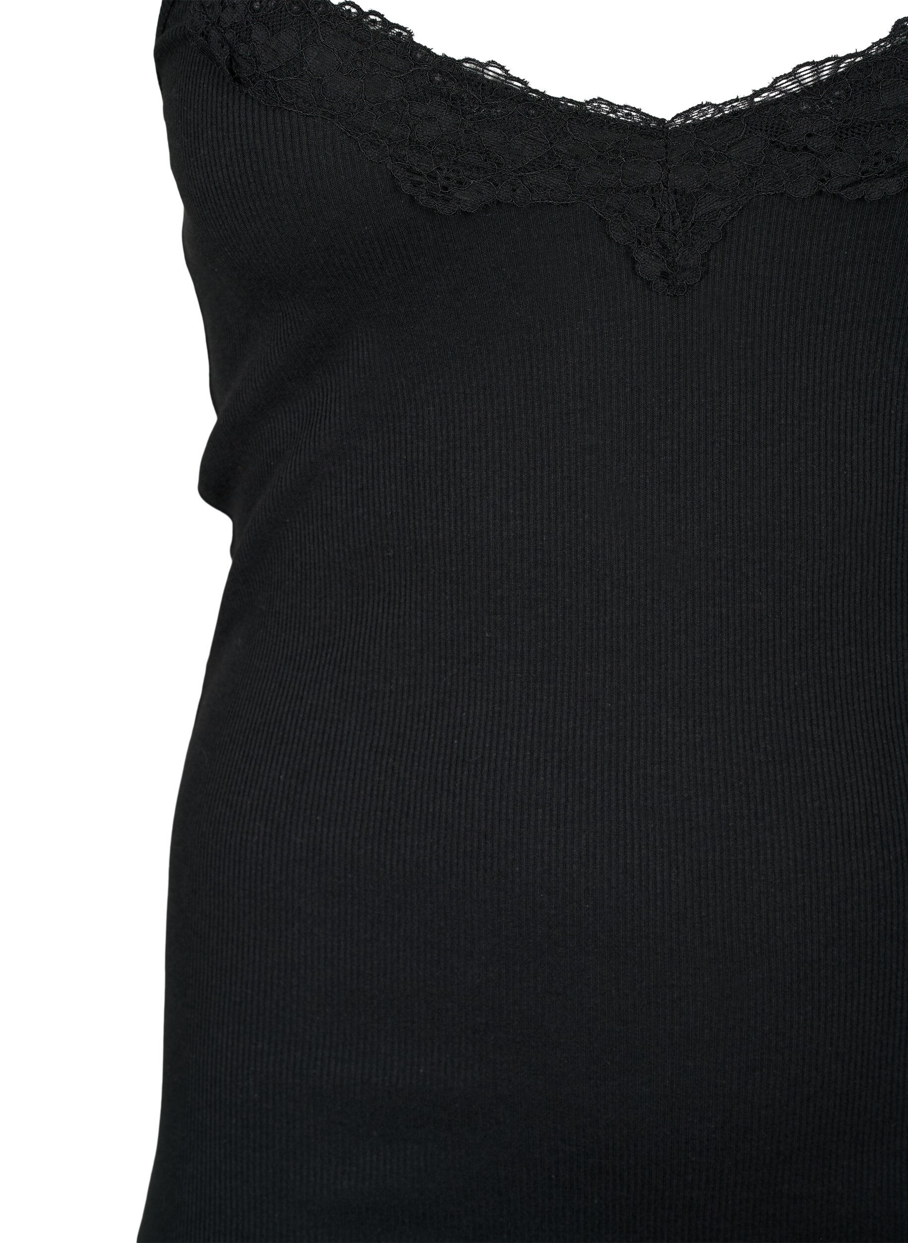 Zizzi2-pack ribatut y&ouml;topit, Black/Black, Packshot image number 2