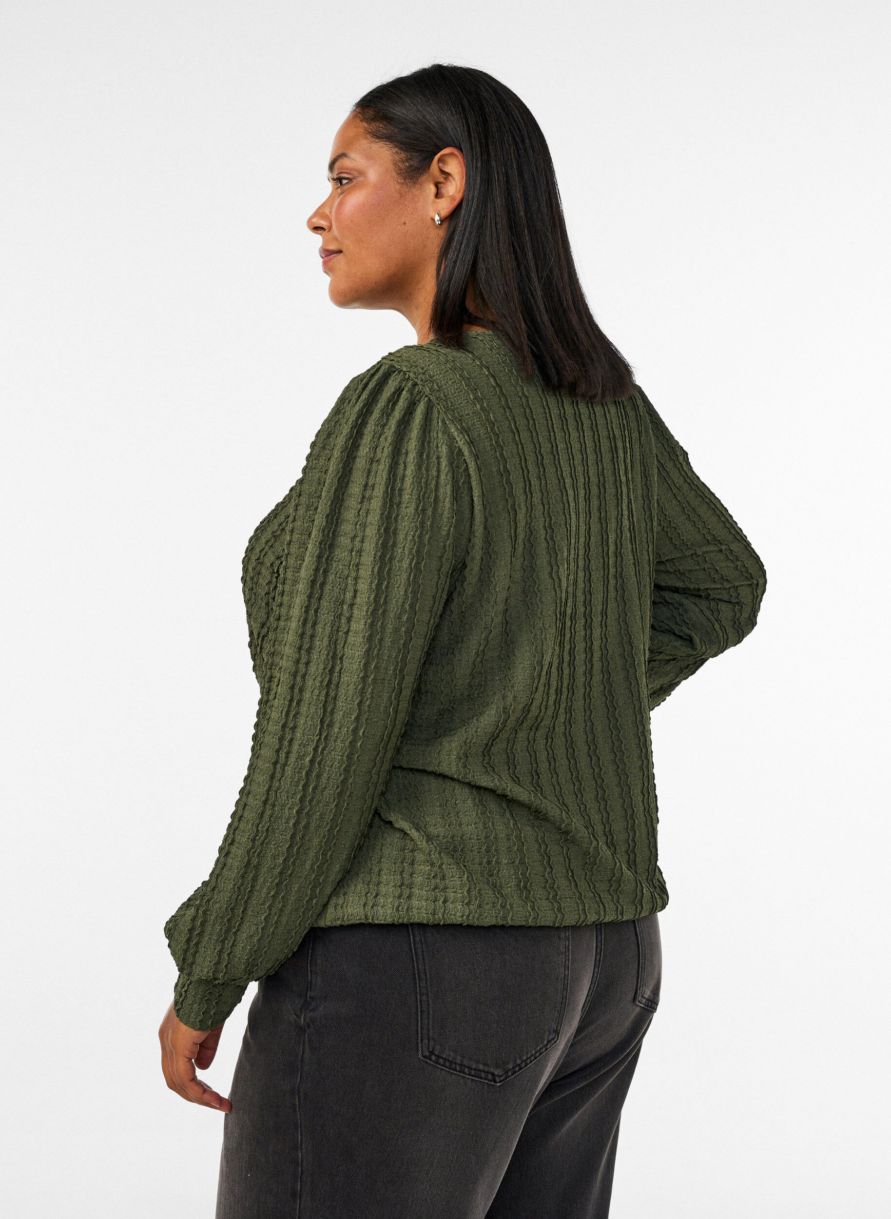ZizziJerseypusero struktuurilla ja pallomaisella siluetilla, Vihre&auml;, Model image number 2