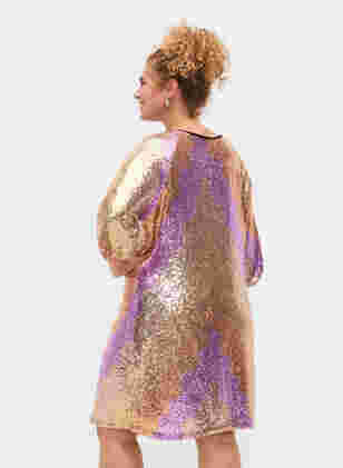 Paljettimekko 3/4-hihoilla, Gold Mulit Sequins, Model