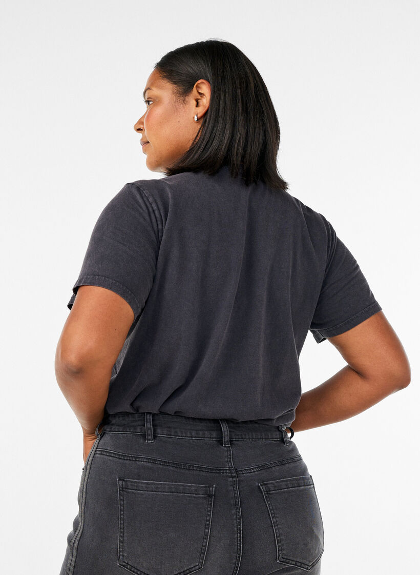 Luomupuuvillainen T-paita printill&auml;, Harmaa, Model image number 2