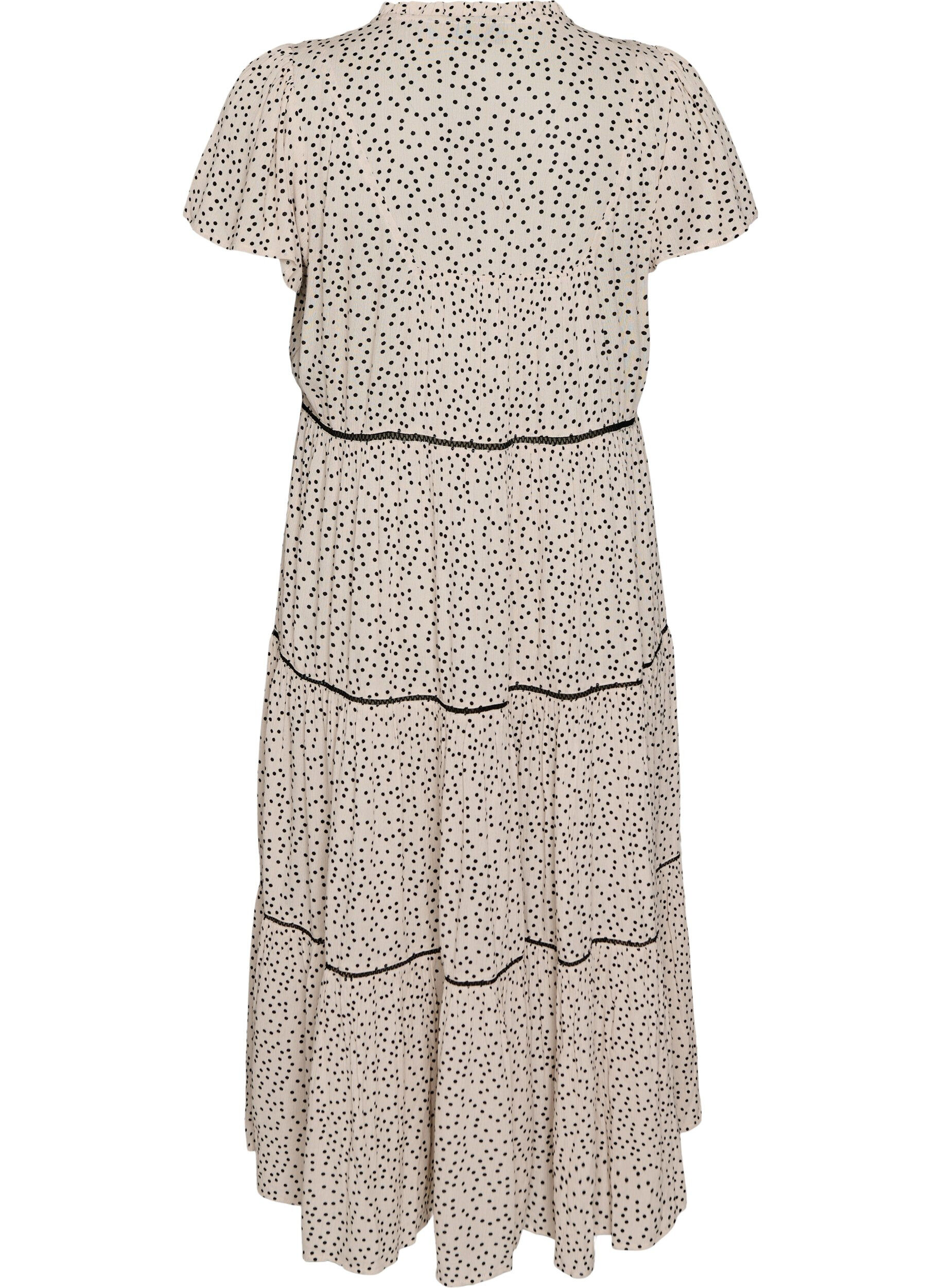 Zizzi Kuviollinen viskoosinen midimekko, Valkoinen, Packshot image number 1