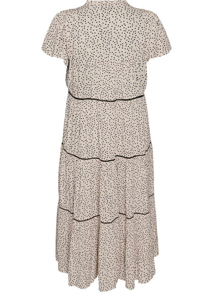 Kuviollinen viskoosinen midimekko, Valkoinen, Packshot image number 1