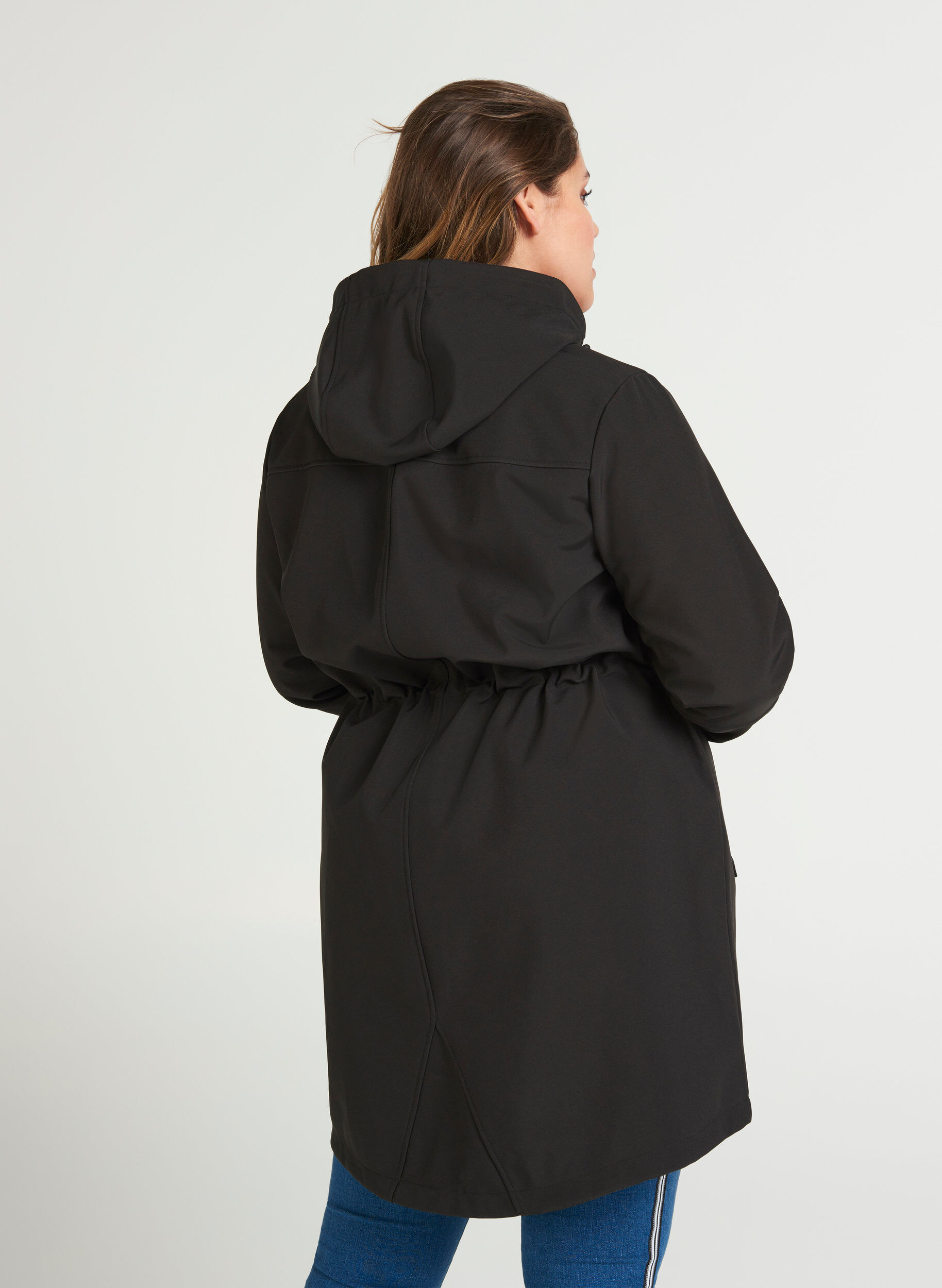 Zizzi Softshell-takki hupulla, Black solid, Model image number 1