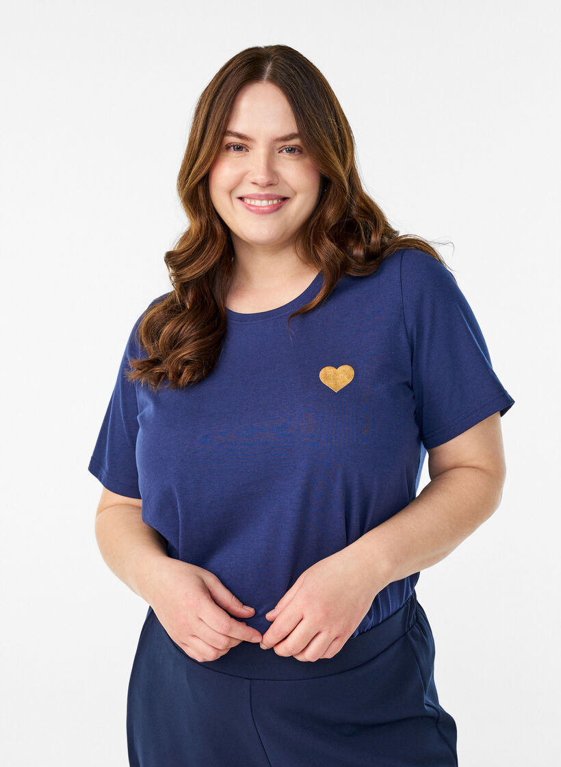 T-paita printill&auml;, Sininen, Model image number 0