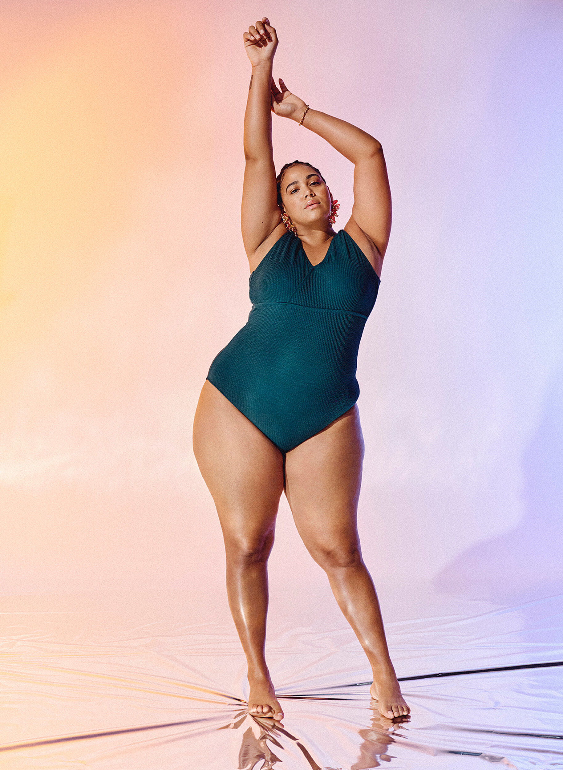 Zizzi Kietaisu-uimapuku, jossa on kreppikuosi, Dark Sea, Image image number 0