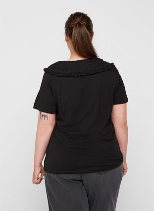 Lyhythihainen t-paita kauluksella , Black, Model image number 1