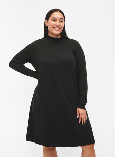 FLASH – Pitkähihainen mekko poolokauluksella, Black, Model image number 0