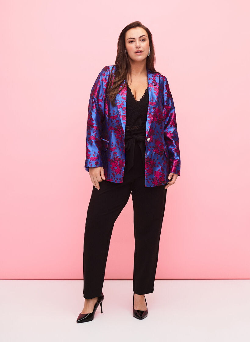 Kukallinen bleiseri helmiäisnapilla, Blue Quartz Jaquard, Model image number 2