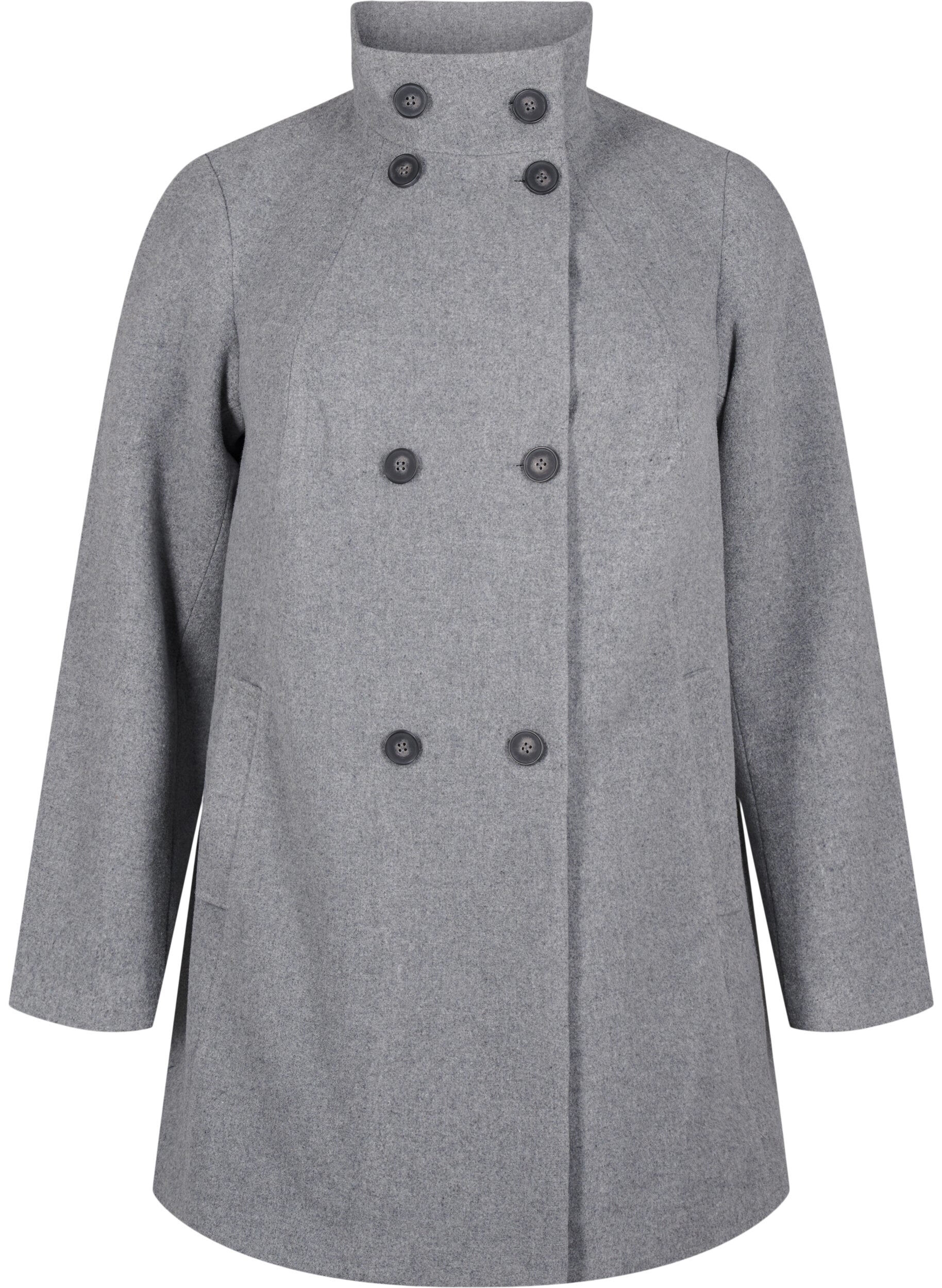 Zizzi Lyhyt A-linjainen takki, Light Grey Melange, Packshot image number 0