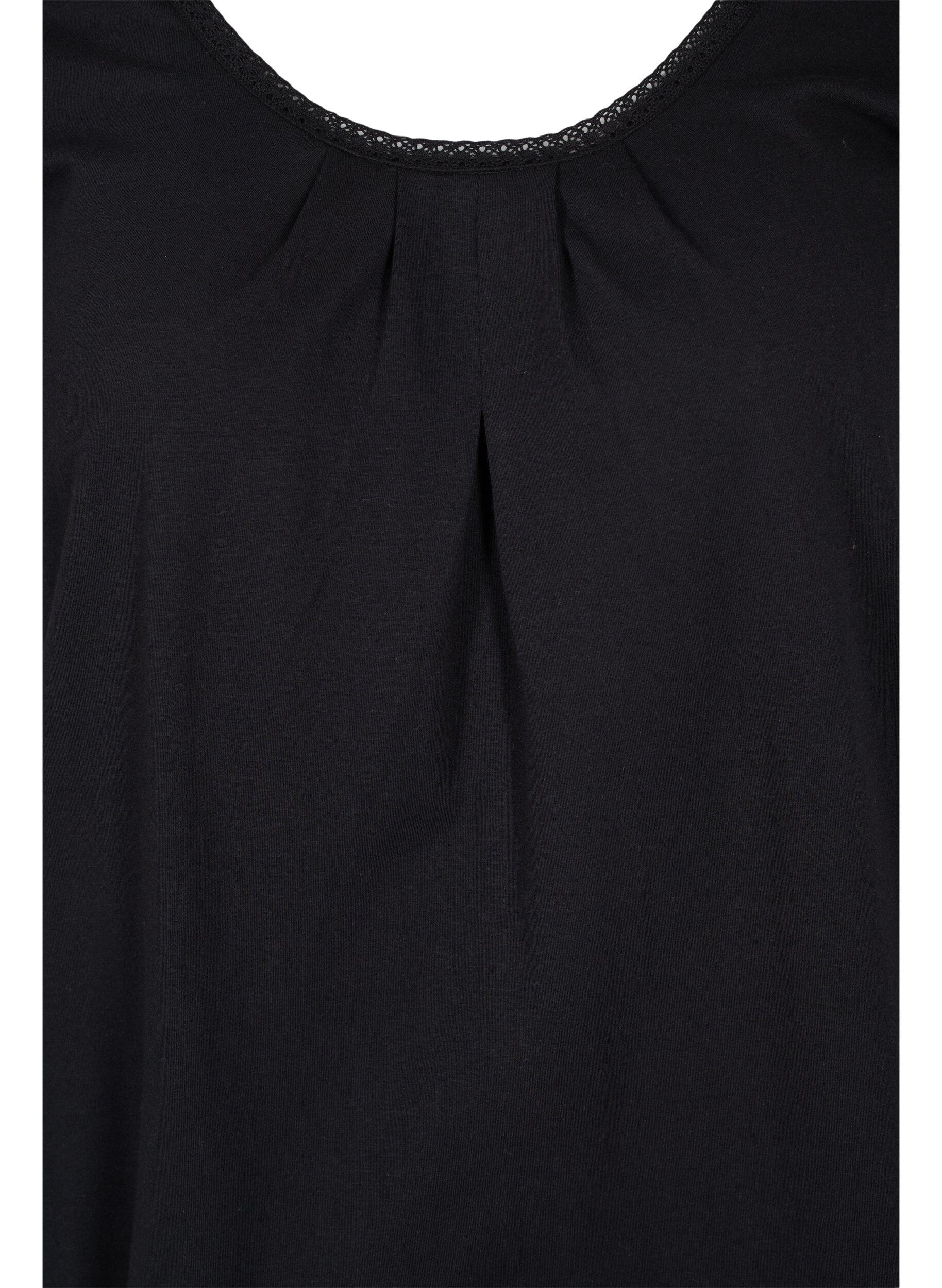 Zizzi Puuvillainen t-paita lyhyill&auml; hihoilla, Black, Packshot image number 2