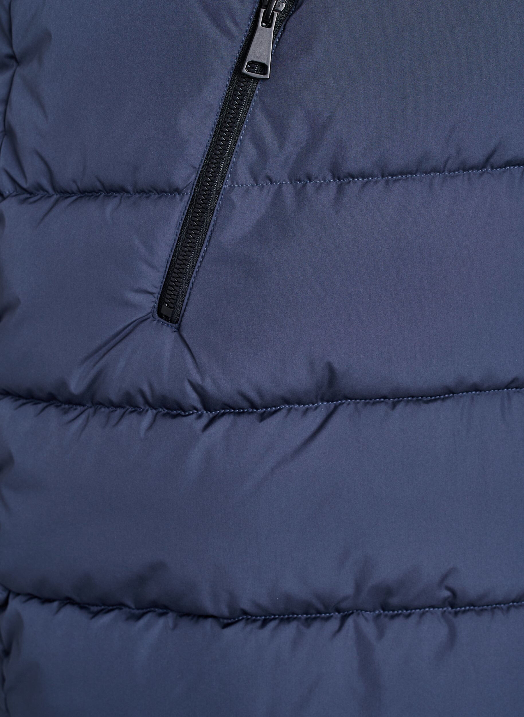 ZizziPitk&auml; liivi hupulla ja taskuilla, Sininen, Packshot image number 3